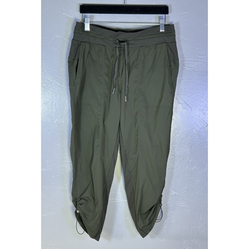 Lululemon Dance Studio Cropped Pants Womens Size 10 Olive Mid-Rise Pull On Yoga